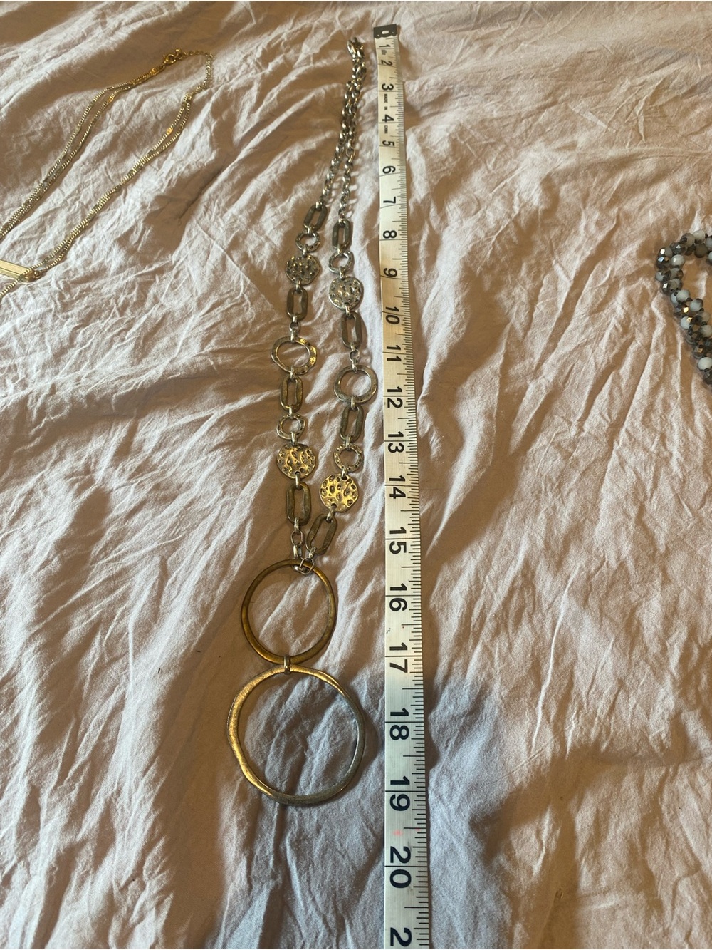 Elegant Two-Ring Pendant Necklace in Mixed Metal